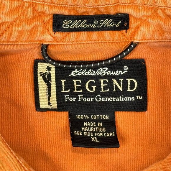 Eddie Bauer Elkhorn Shirt Mens XL Orange Legend Heavy Twill Hunting Long Sleeve - Picture 3 of 8